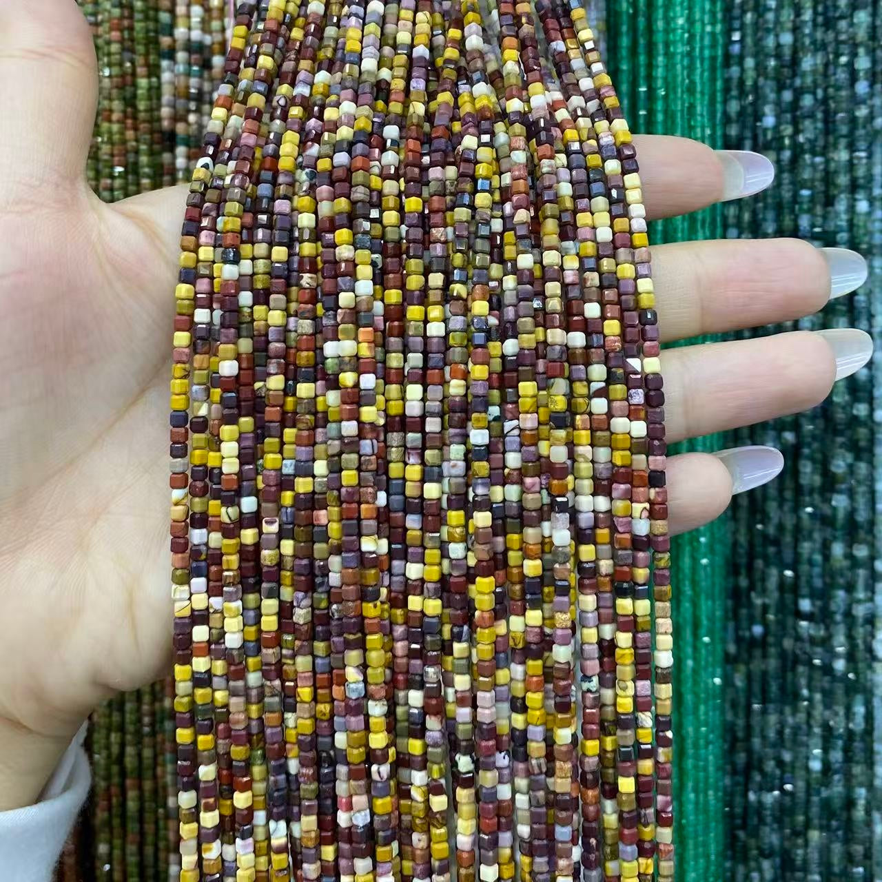 Tiny Square Faceted Beads 2-3mm Gemstone/Quartz/Jasper/Agate