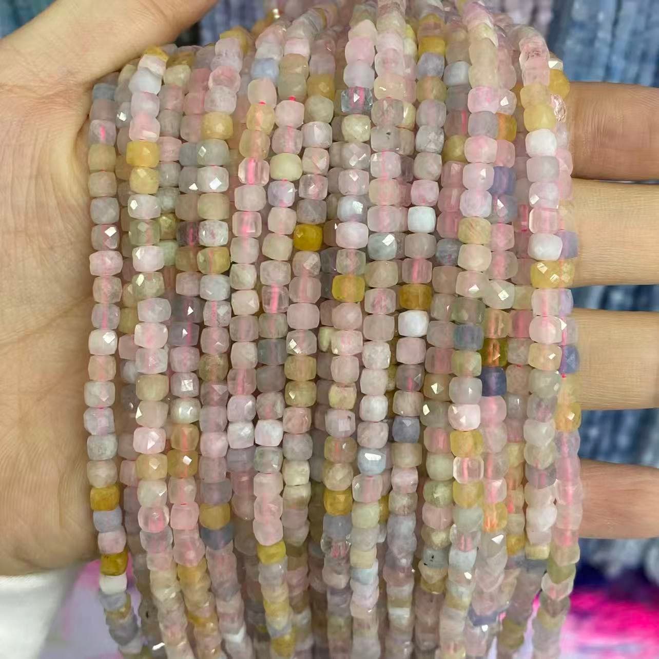 Square Faceted Beads 4-5MM Gemstone/Quartz/Jasper/Agate