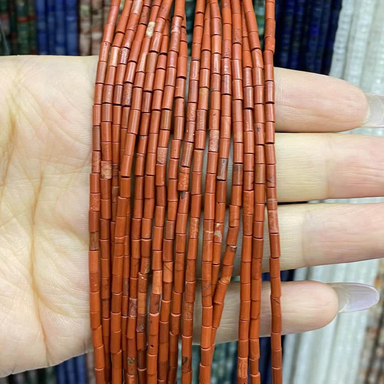 Cylindrical Tube Beads 2x4mm Quartz/Jasper/Agate/Crystal