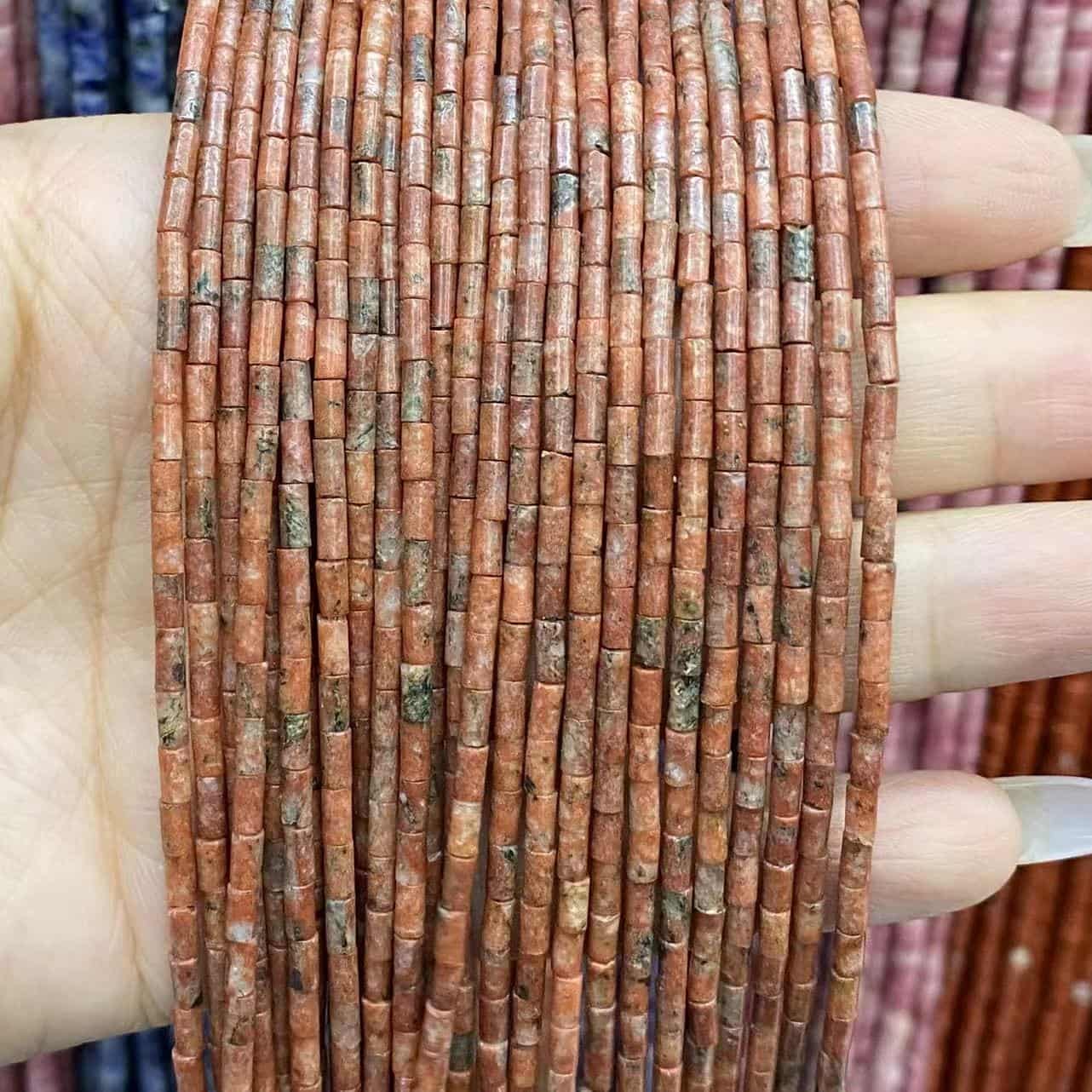 Cylindrical Tube Beads 2x4mm Quartz/Jasper/Agate/Crystal