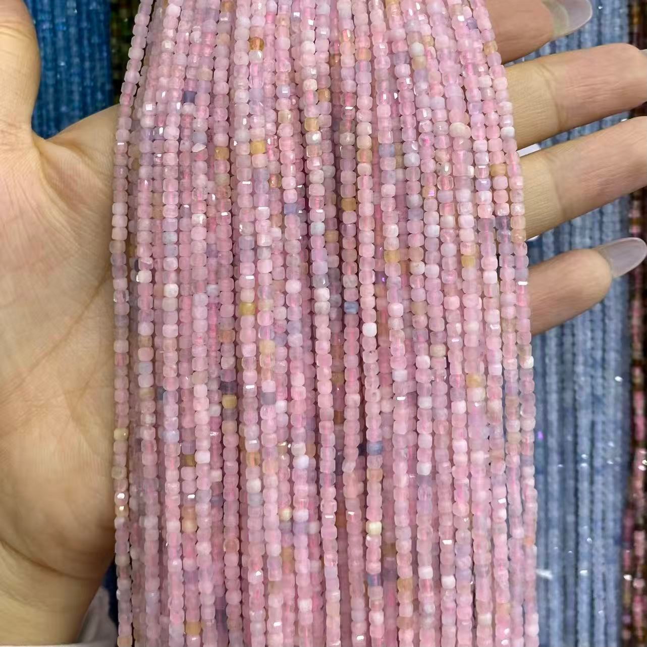 Tiny Square Faceted Beads 2-3mm Gemstone/Quartz/Jasper/Agate