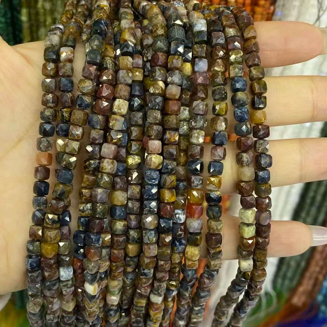 Square Faceted Beads 4-5MM Gemstone/Quartz/Jasper/Agate