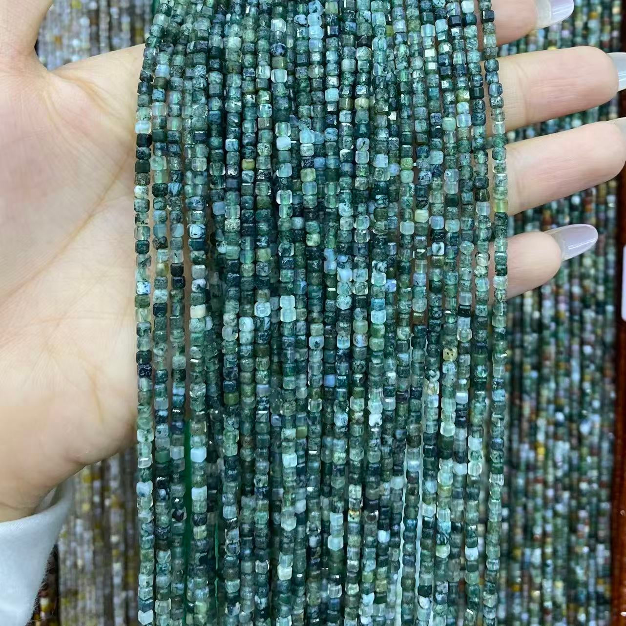 Tiny Square Faceted Beads 2-3mm Gemstone/Quartz/Jasper/Agate