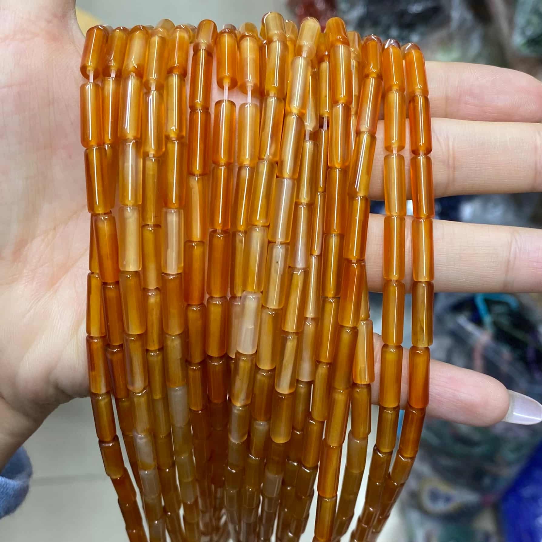 Cylindrical Tube Beads 4x13mm Quartz/Jasper/Agate/Crystal