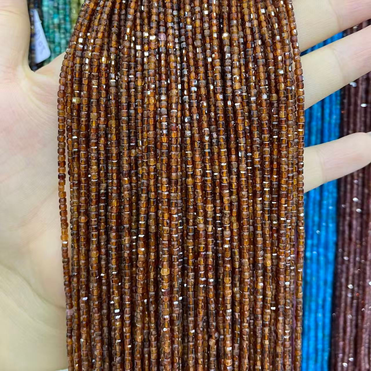 Tiny Square Faceted Beads 2-3mm Gemstone/Quartz/Jasper/Agate
