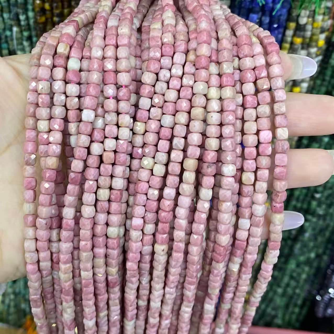 Square Faceted Beads 4-5MM Gemstone/Quartz/Jasper/Agate