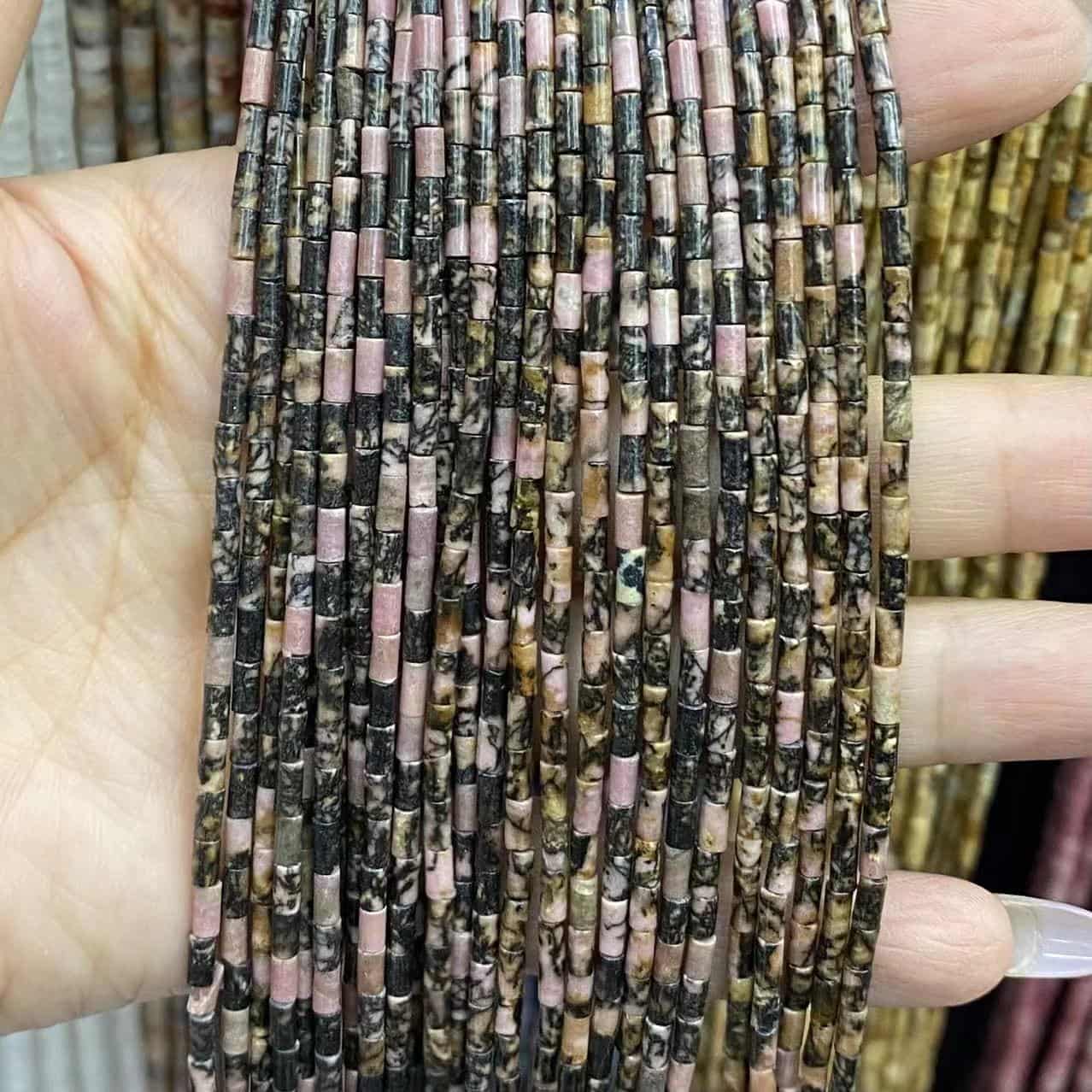Cylindrical Tube Beads 2x4mm Quartz/Jasper/Agate/Crystal