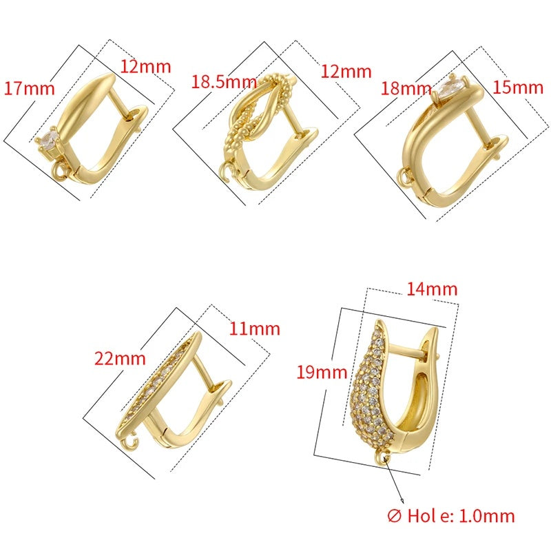 18K Golden Plated Earwire Clasp Earring Hook Accessory 1 Pair