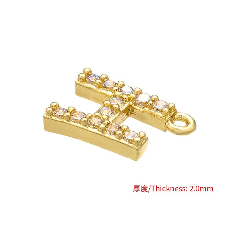 1PCS  Brass Cubic Zirconia 26 Letter Charms Pendants