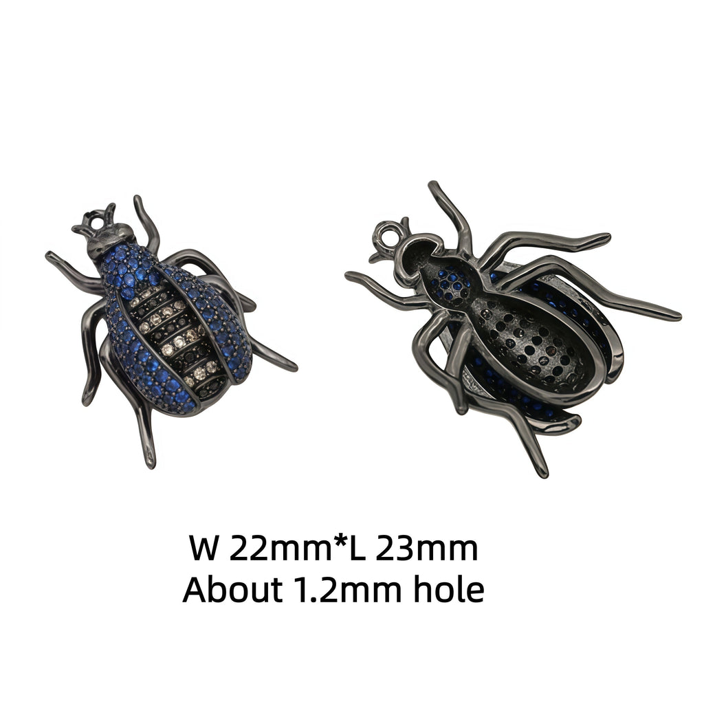 1PCS Brass Cubic Zirconia Beetle Charms Pendants