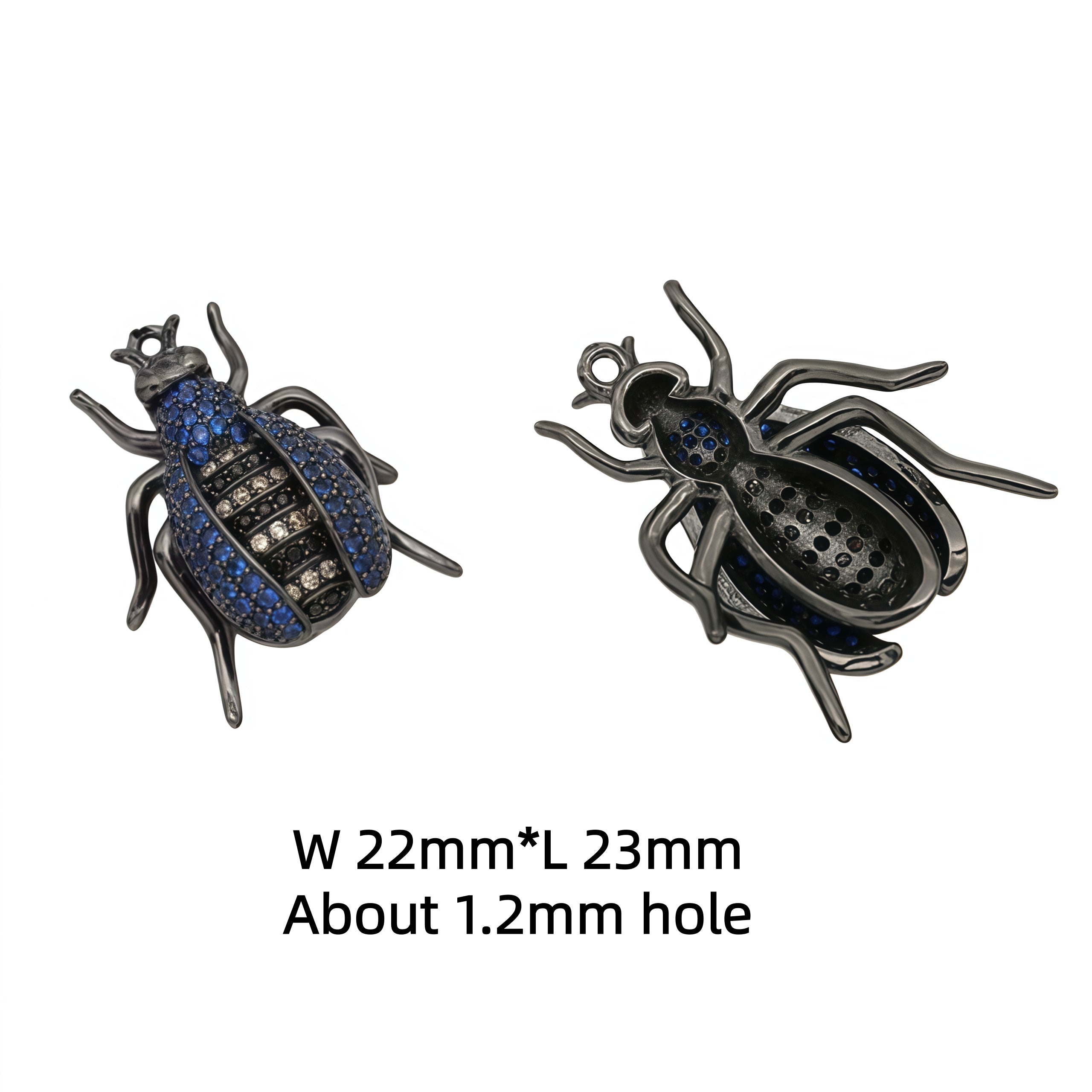 1PCS Brass Cubic Zirconia Beetle Charms Pendants