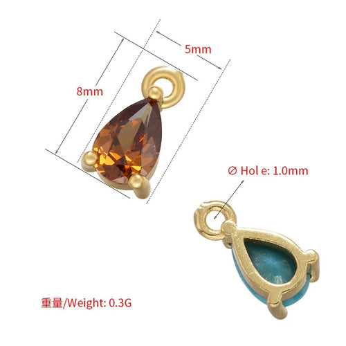 1PCS Brass CZ Water Drop Charms Pendants