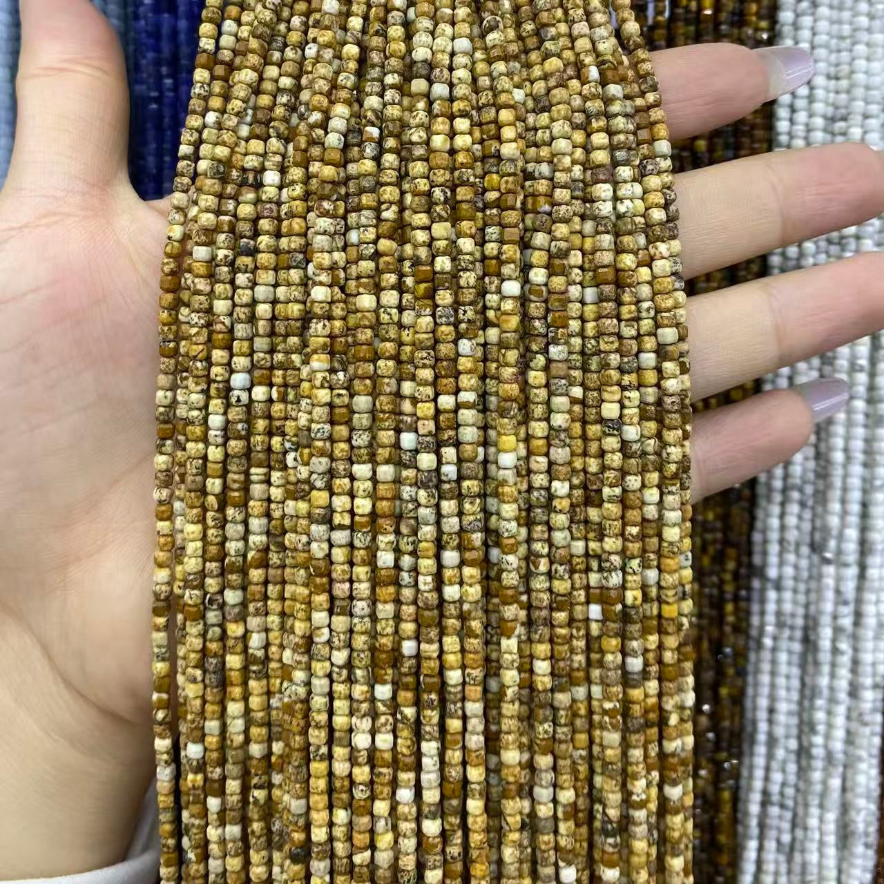 Tiny Square Faceted Beads 2-3mm Gemstone/Quartz/Jasper/Agate