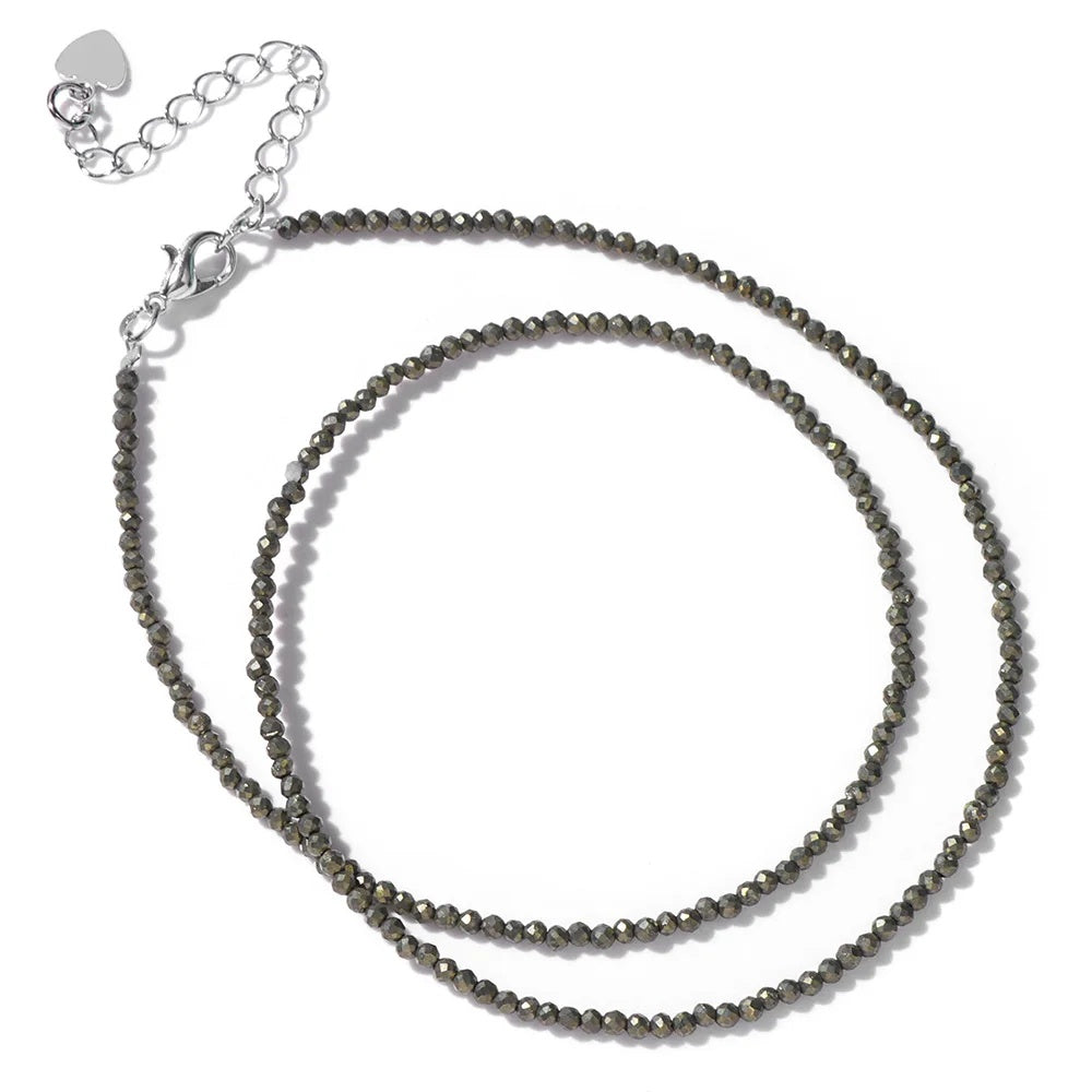 2mm Shining Beads Stone Necklace Choker Jewelry