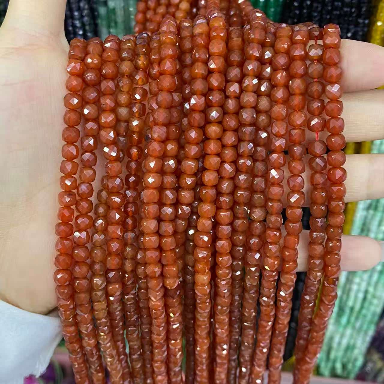 Square Faceted Beads 4-5MM Gemstone/Quartz/Jasper/Agate