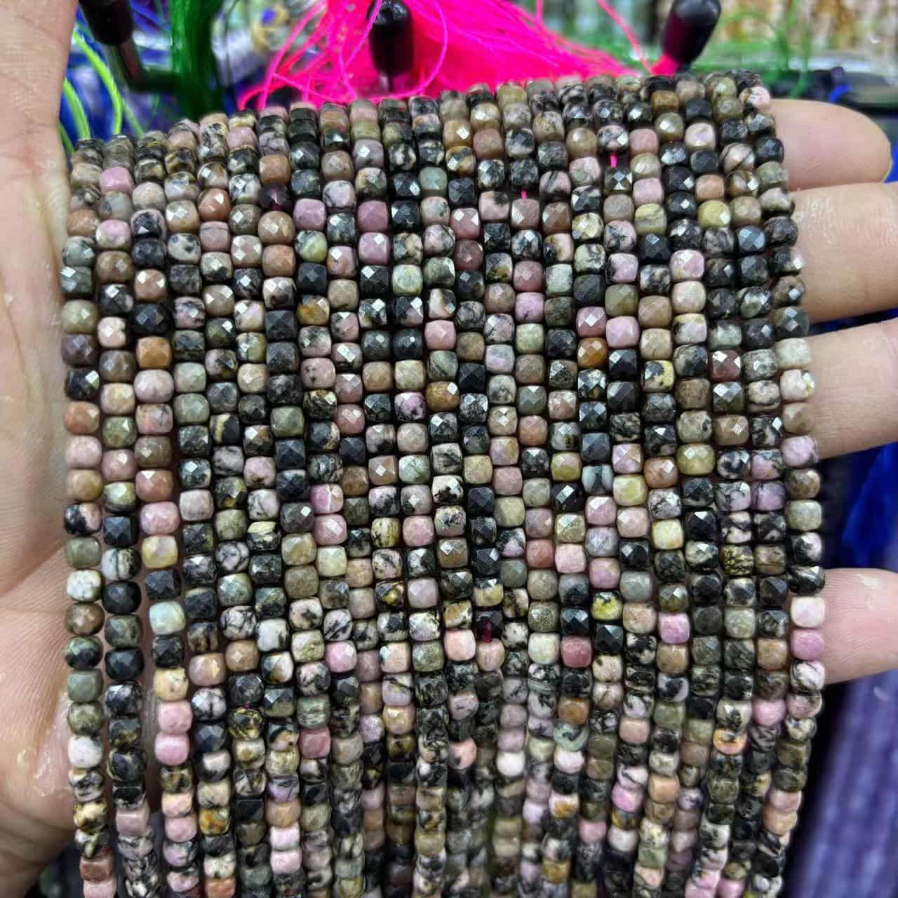 Square Faceted Beads 4-5MM Gemstone/Quartz/Jasper/Agate
