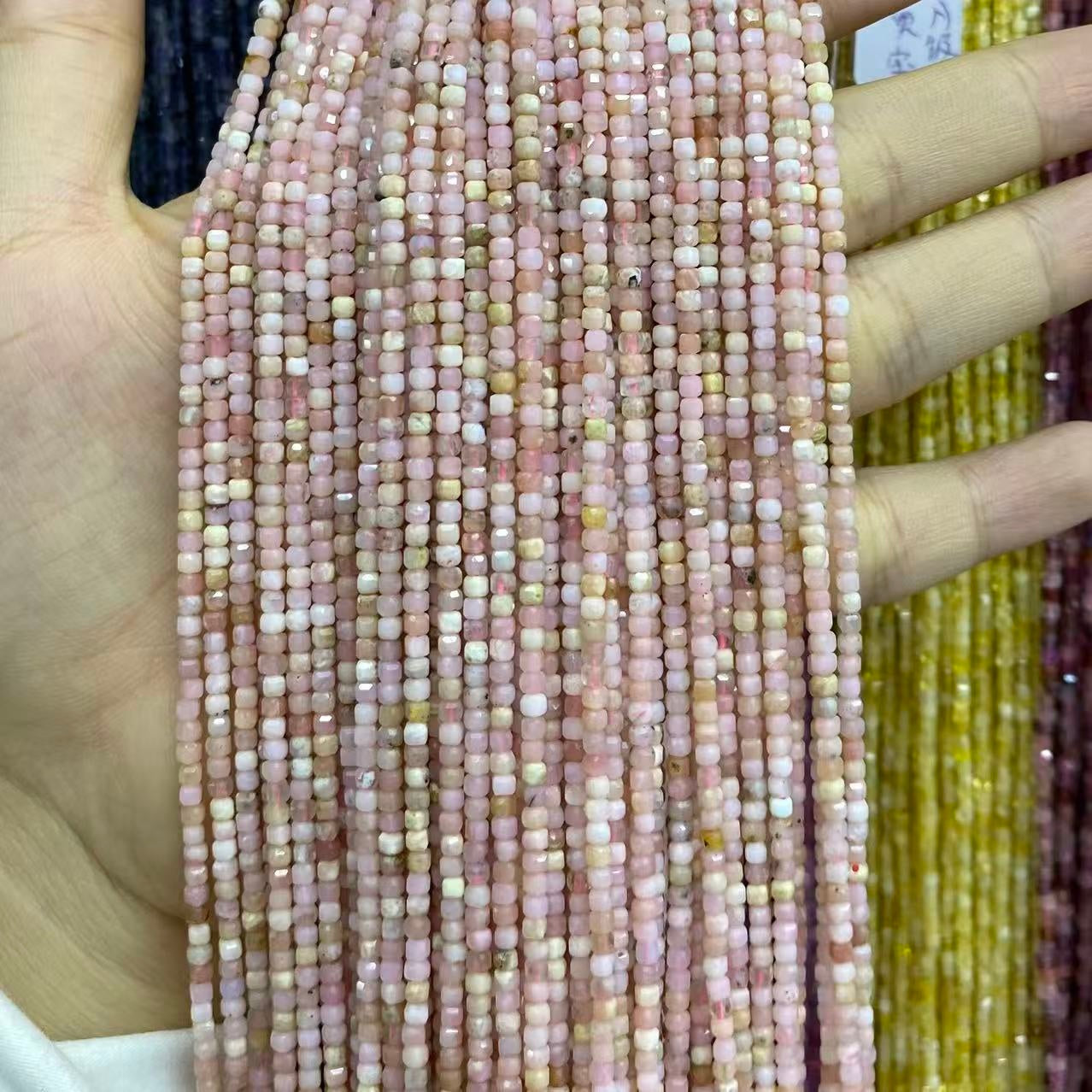 Tiny Square Faceted Beads 2-3mm Gemstone/Quartz/Jasper/Agate