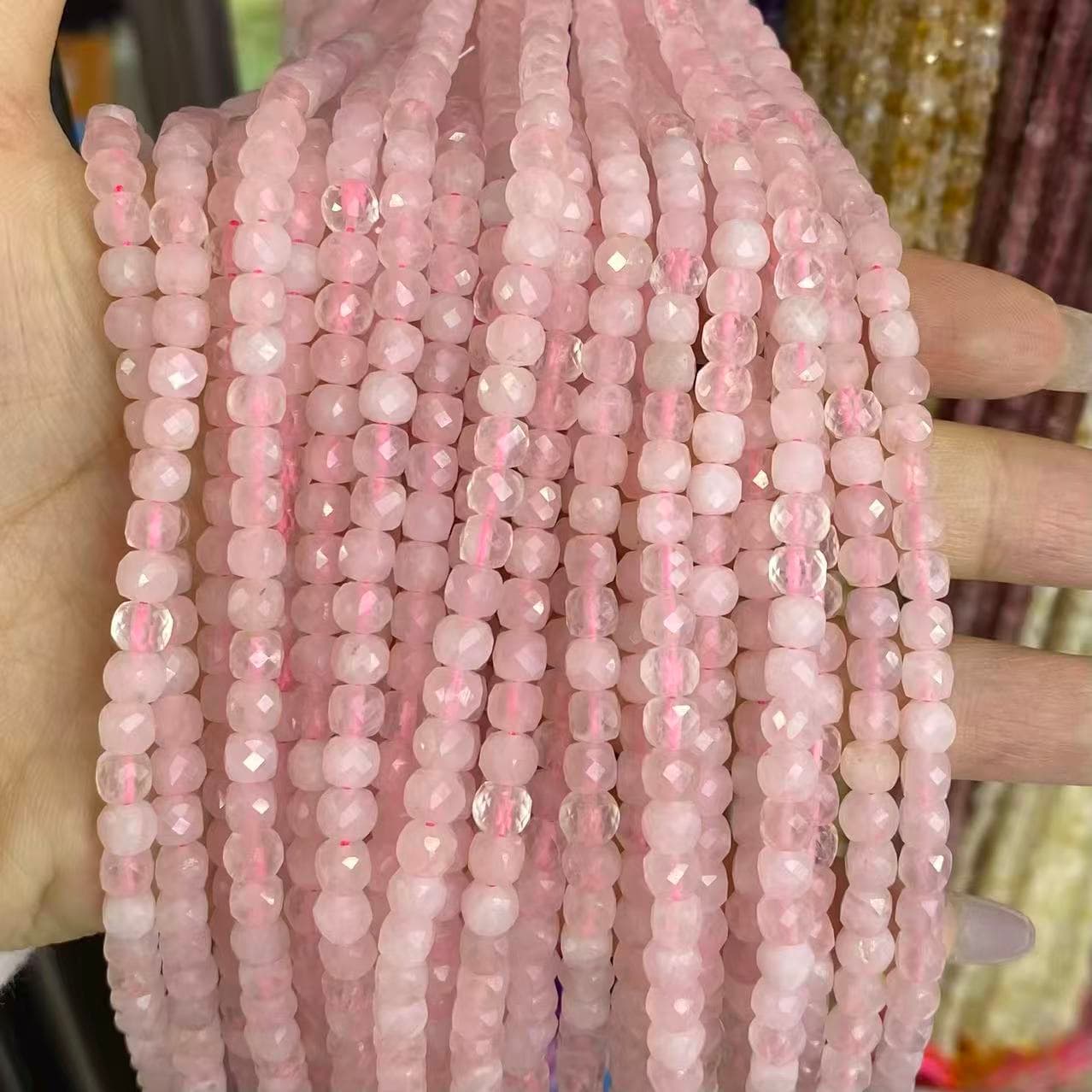 Square Faceted Beads 4-5MM Gemstone/Quartz/Jasper/Agate