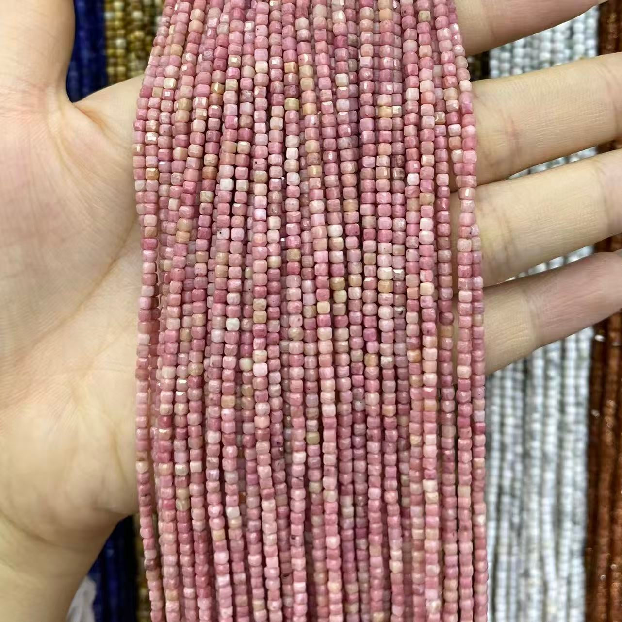 Tiny Square Faceted Beads 2-3mm Gemstone/Quartz/Jasper/Agate