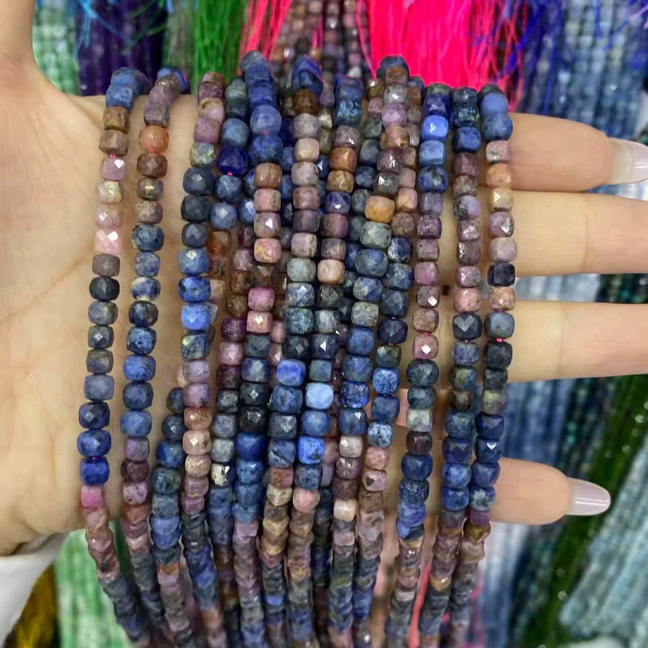 Square Faceted Beads 4-5MM Gemstone/Quartz/Jasper/Agate