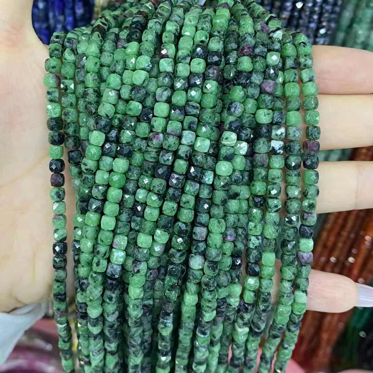 Square Faceted Beads 4-5MM Gemstone/Quartz/Jasper/Agate