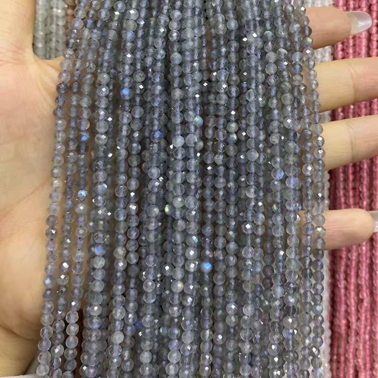 Tiny Round Faceted Beads Gemstone/Quartz/Jasper/Agate 2mm 3mm 4mm