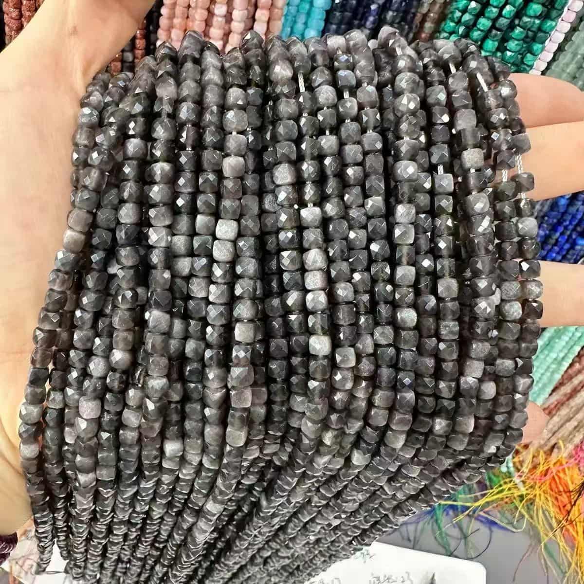Square Faceted Beads 4-5MM Gemstone/Quartz/Jasper/Agate