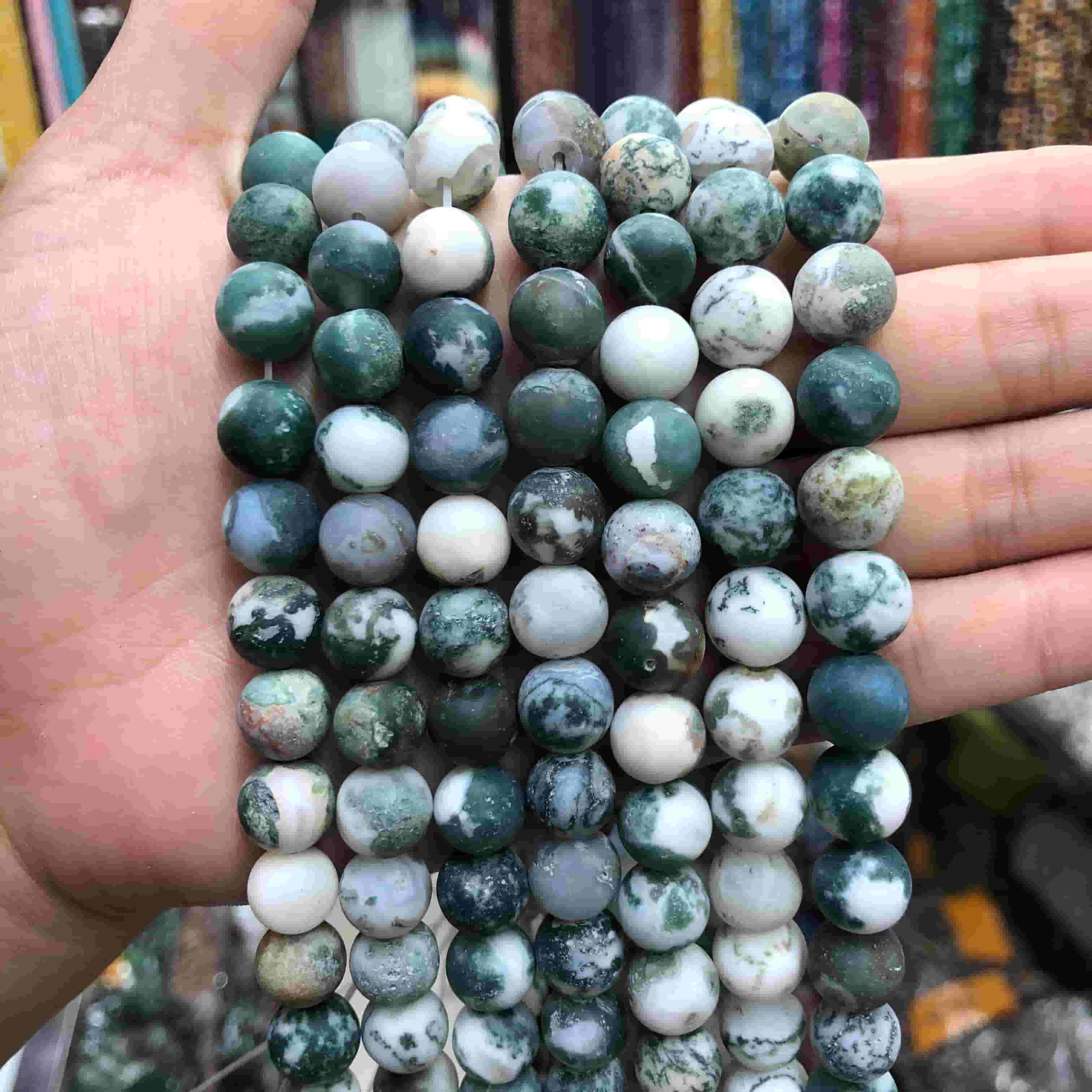 Round Matte Beads Crystal/Quartz/Jasper/Agate 4mm 6mm 8mm 10mm