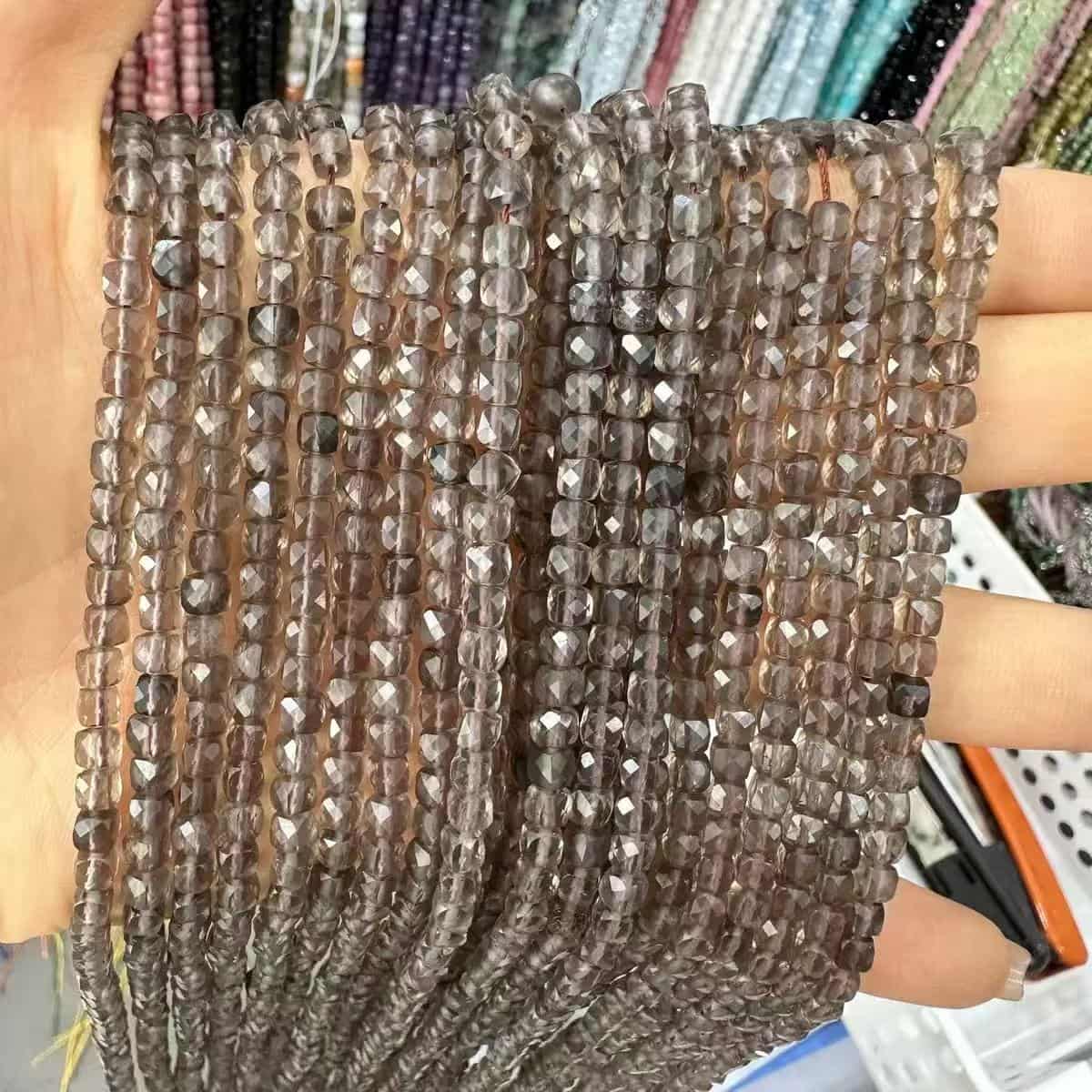 Square Faceted Beads 4-5MM Gemstone/Quartz/Jasper/Agate