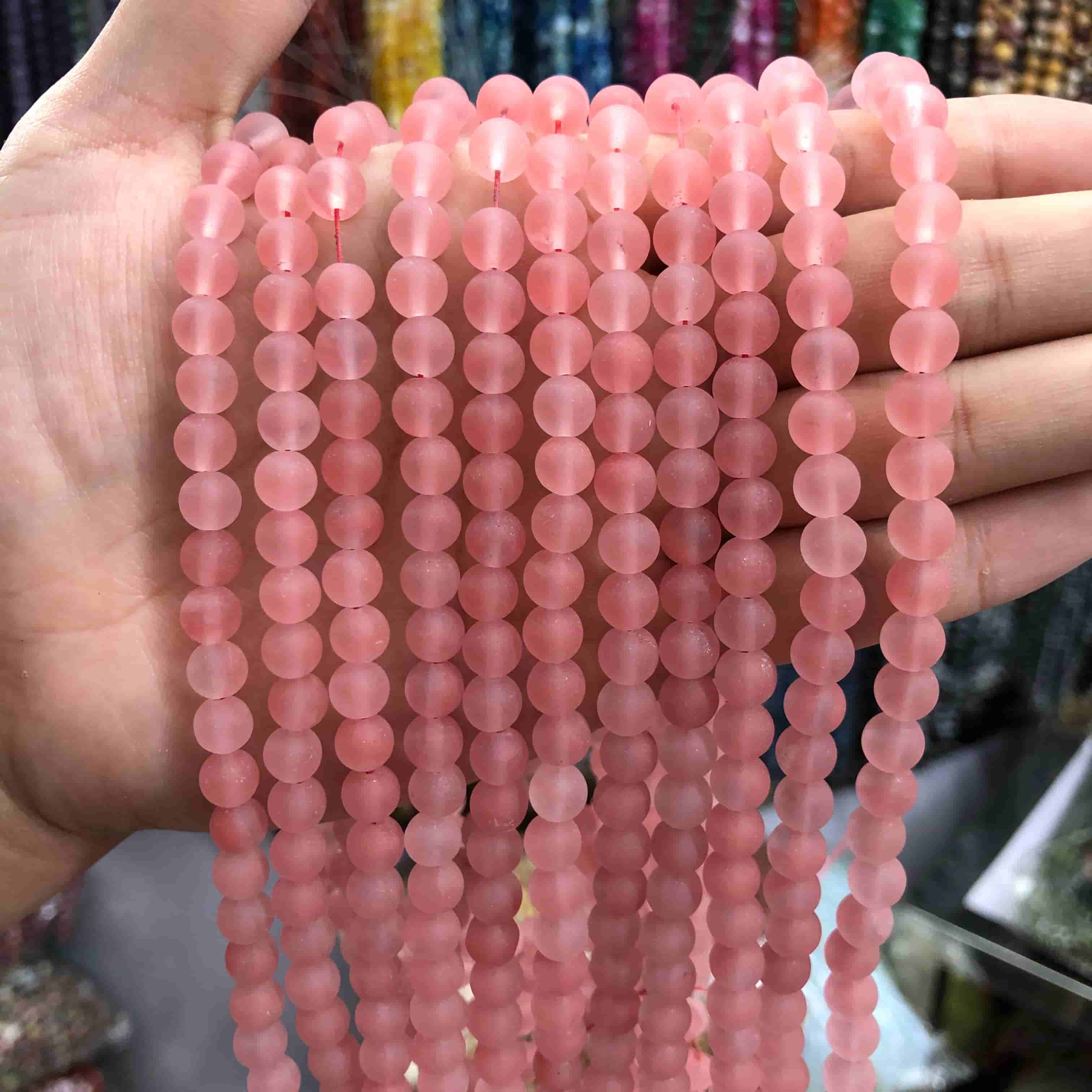 Round Matte Beads Crystal/Quartz/Jasper/Agate 4mm 6mm 8mm 10mm