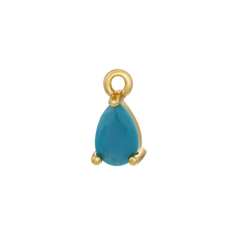 1PCS Brass CZ Water Drop Charms Pendants