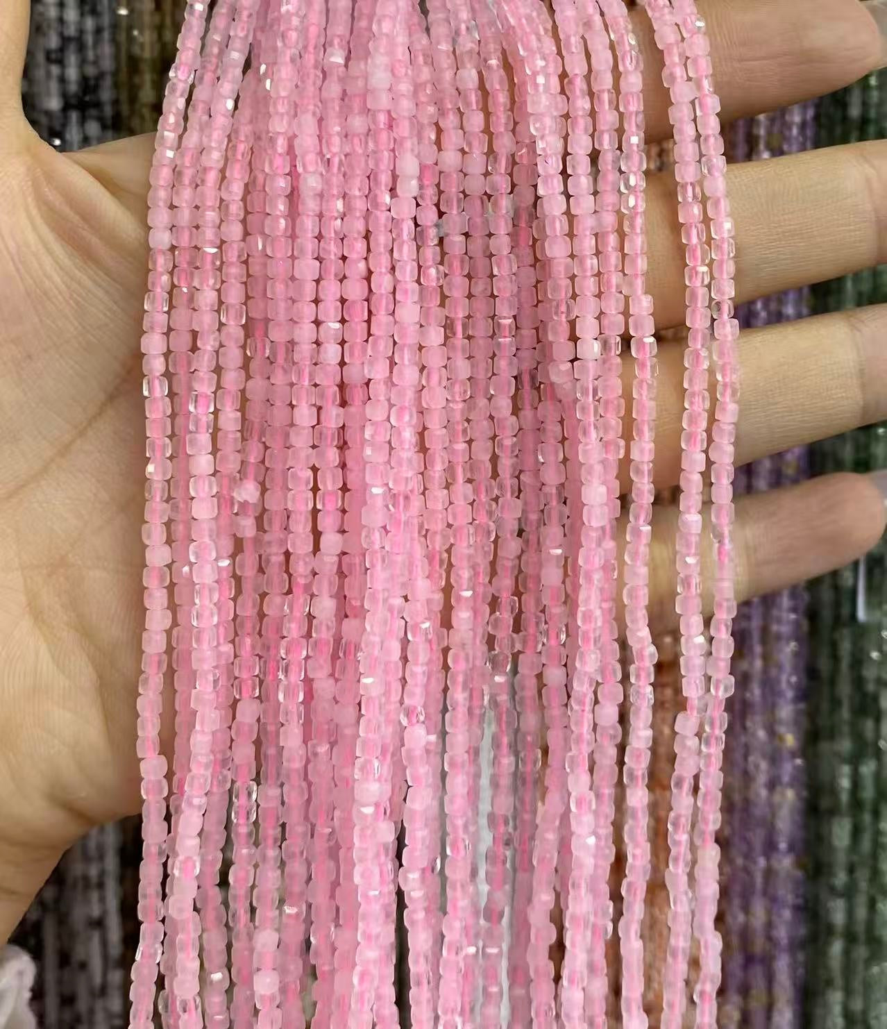 Tiny Square Faceted Beads 2-3mm Gemstone/Quartz/Jasper/Agate
