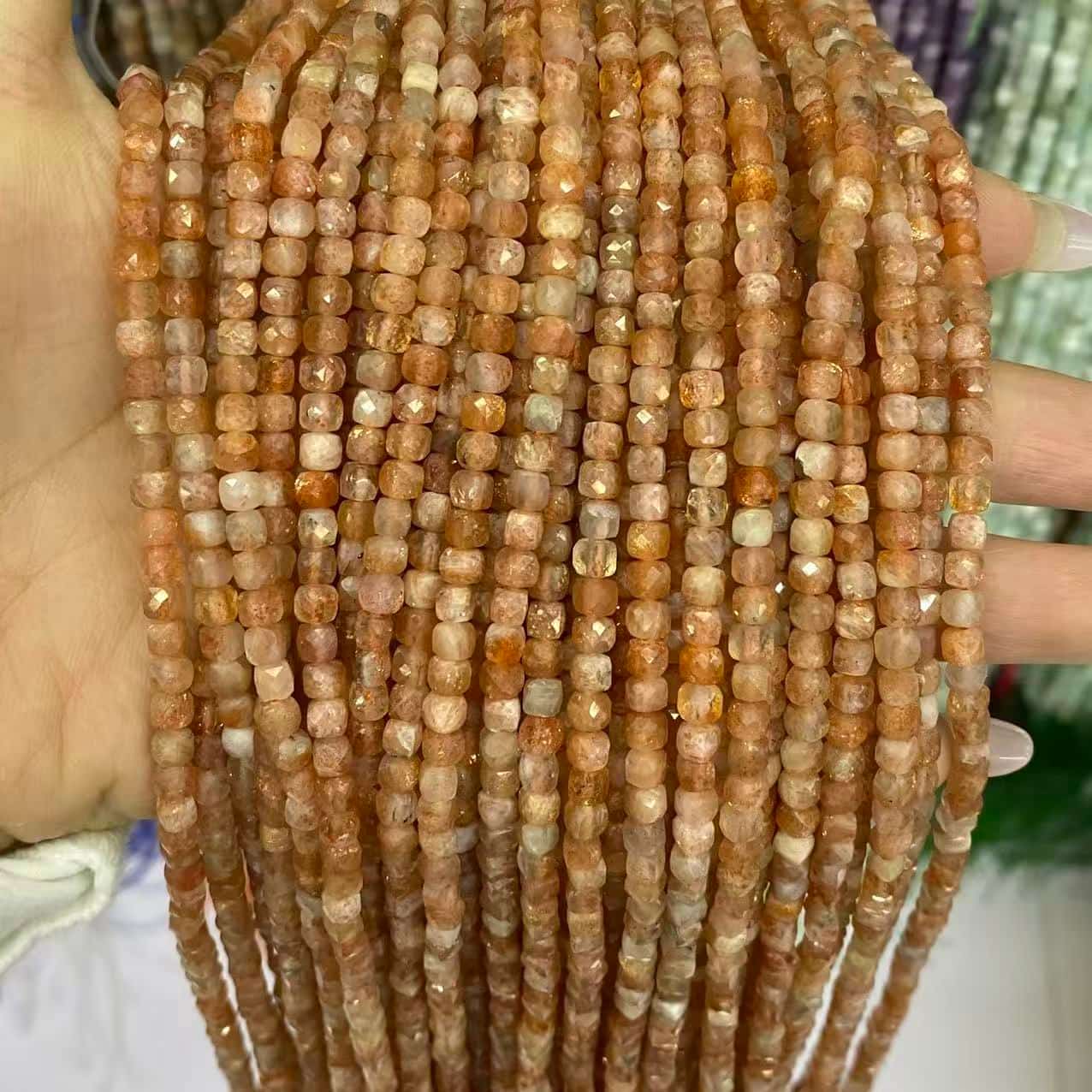 Square Faceted Beads 4-5MM Gemstone/Quartz/Jasper/Agate