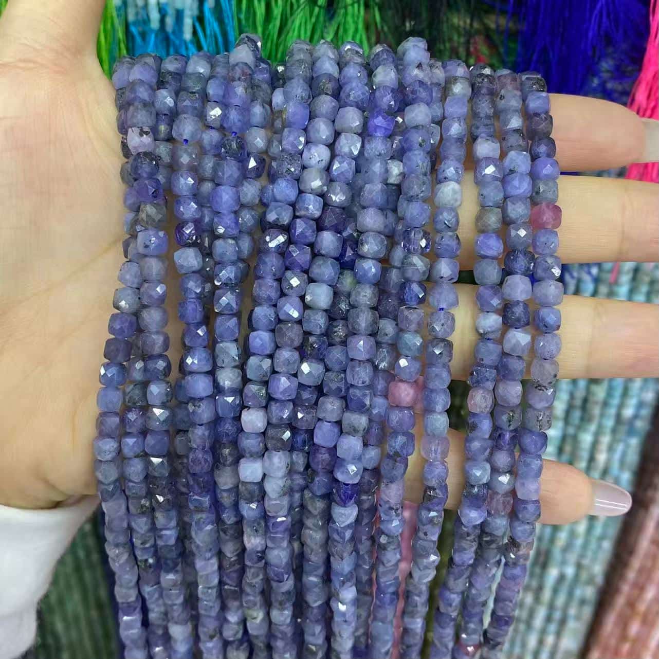 Square Faceted Beads 4-5MM Gemstone/Quartz/Jasper/Agate