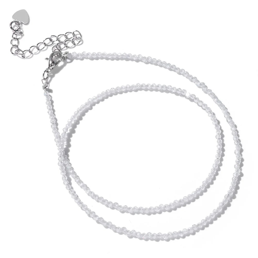 2mm Shining Beads Stone Necklace Choker Jewelry