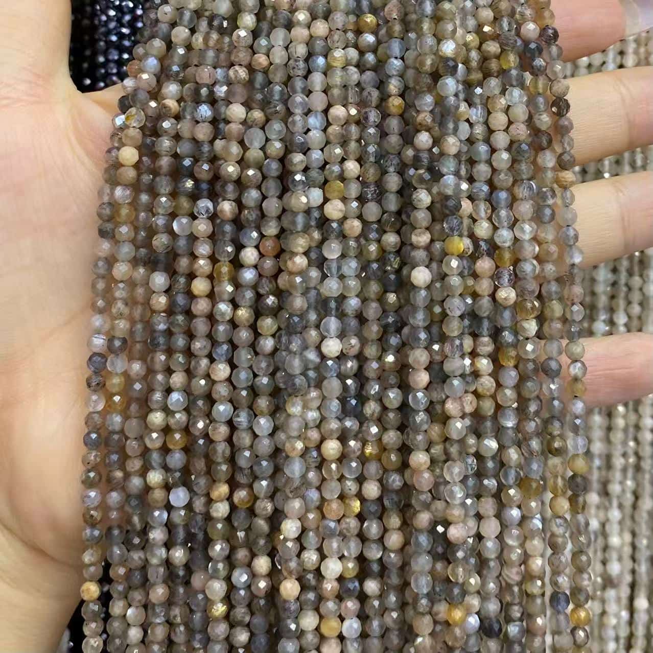 Tiny Round Faceted Beads Gemstone/Quartz/Jasper/Agate 2mm 3mm 4mm