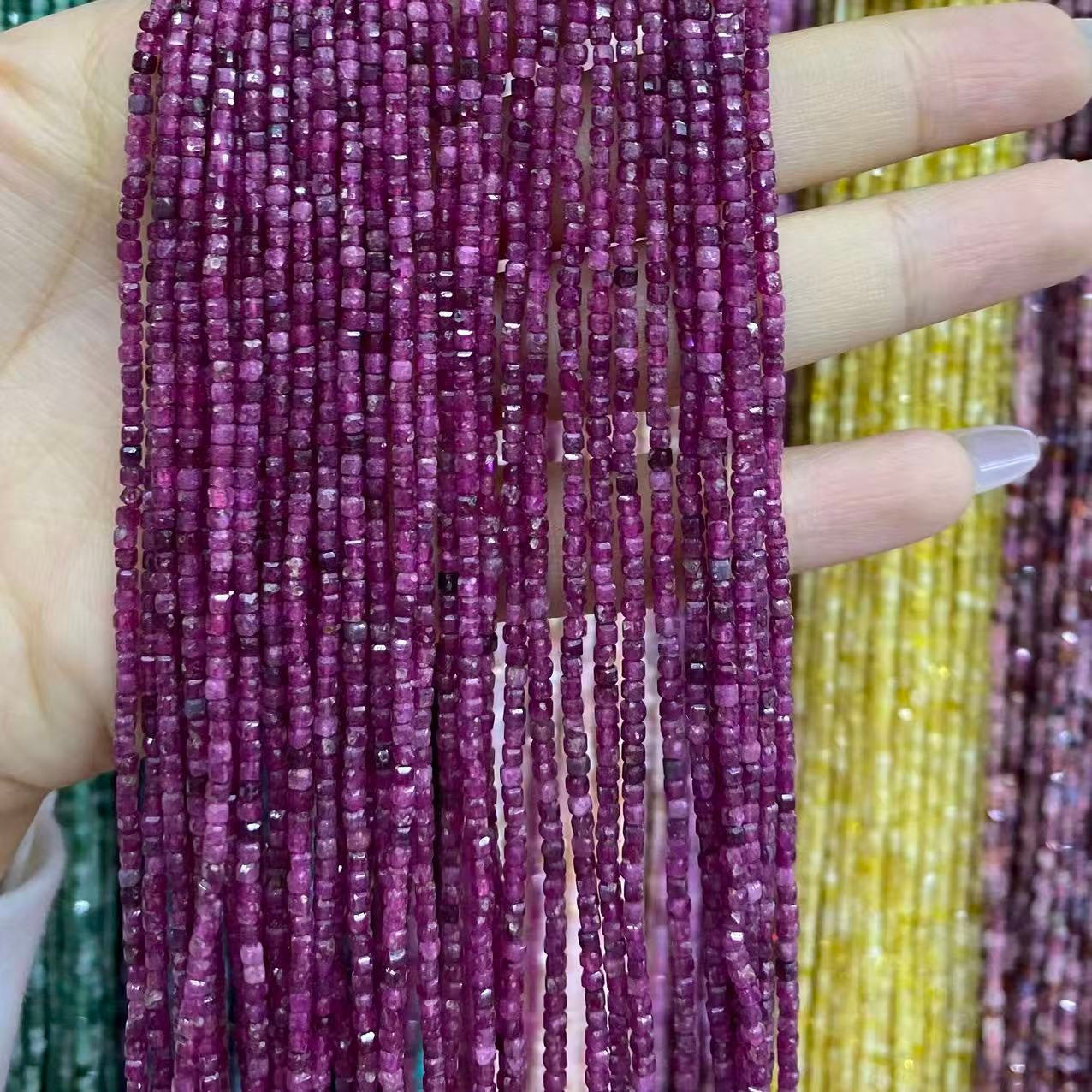 Tiny Square Faceted Beads 2-3mm Gemstone/Quartz/Jasper/Agate