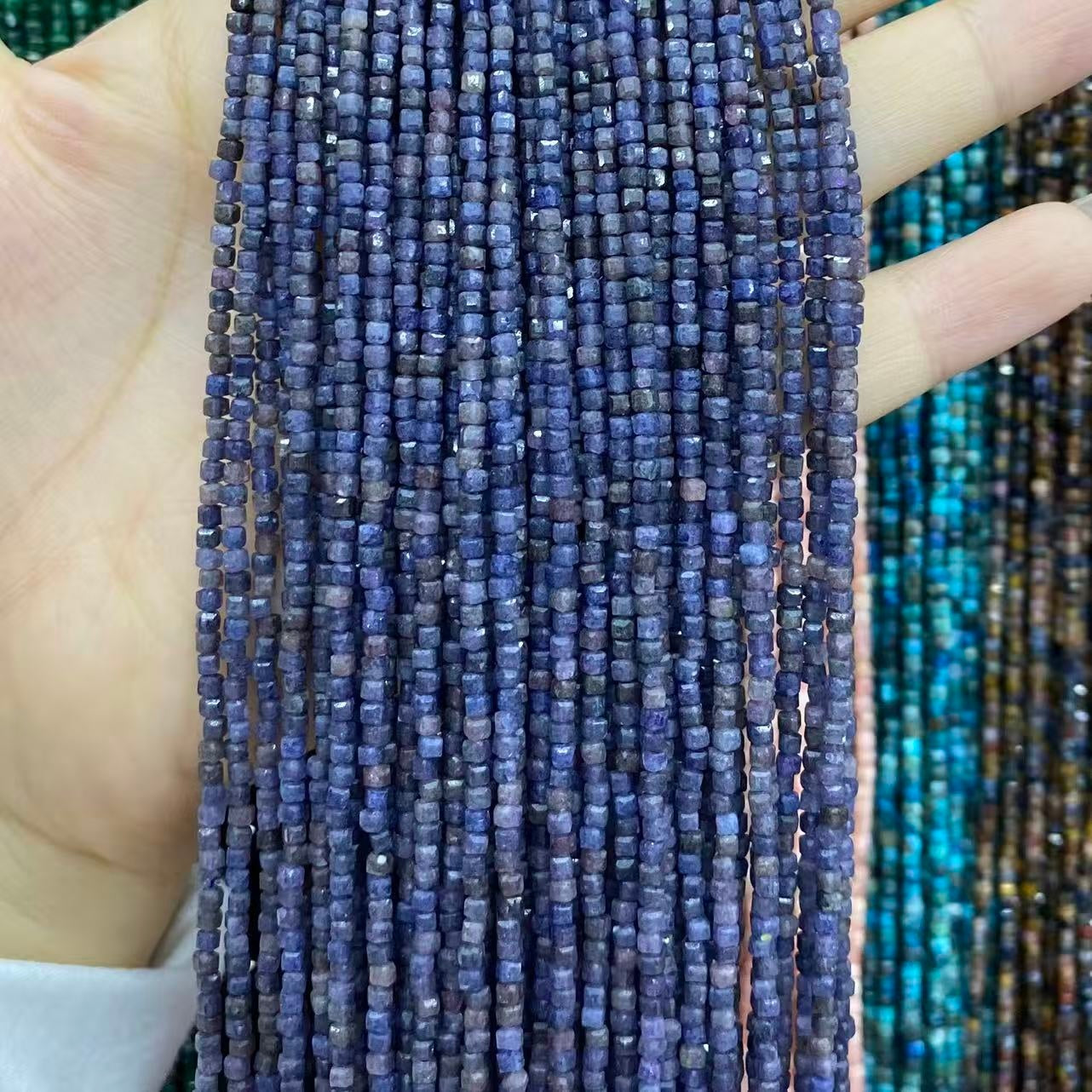 Tiny Square Faceted Beads 2-3mm Gemstone/Quartz/Jasper/Agate