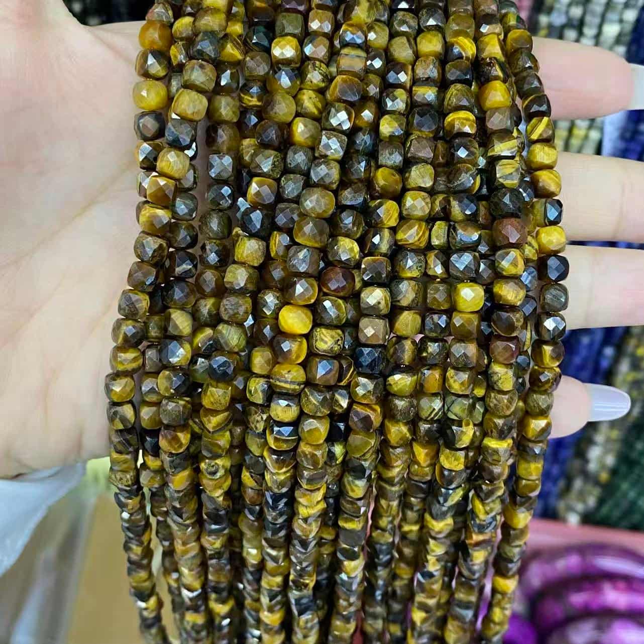Square Faceted Beads 4-5MM Gemstone/Quartz/Jasper/Agate