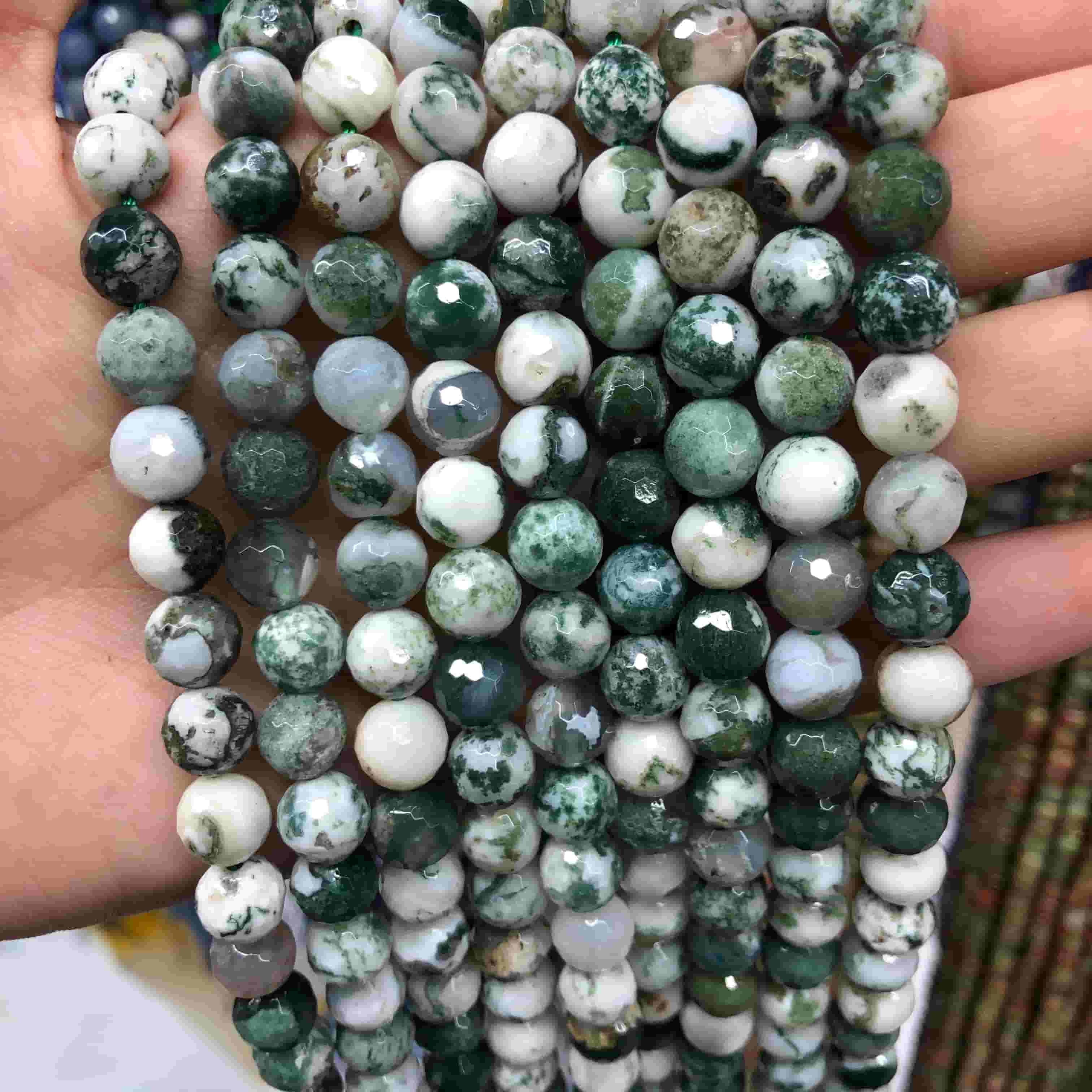 Round Faceted Beads Crystal/Quartz/Jasper/Agate 6mm 8mm 10mm