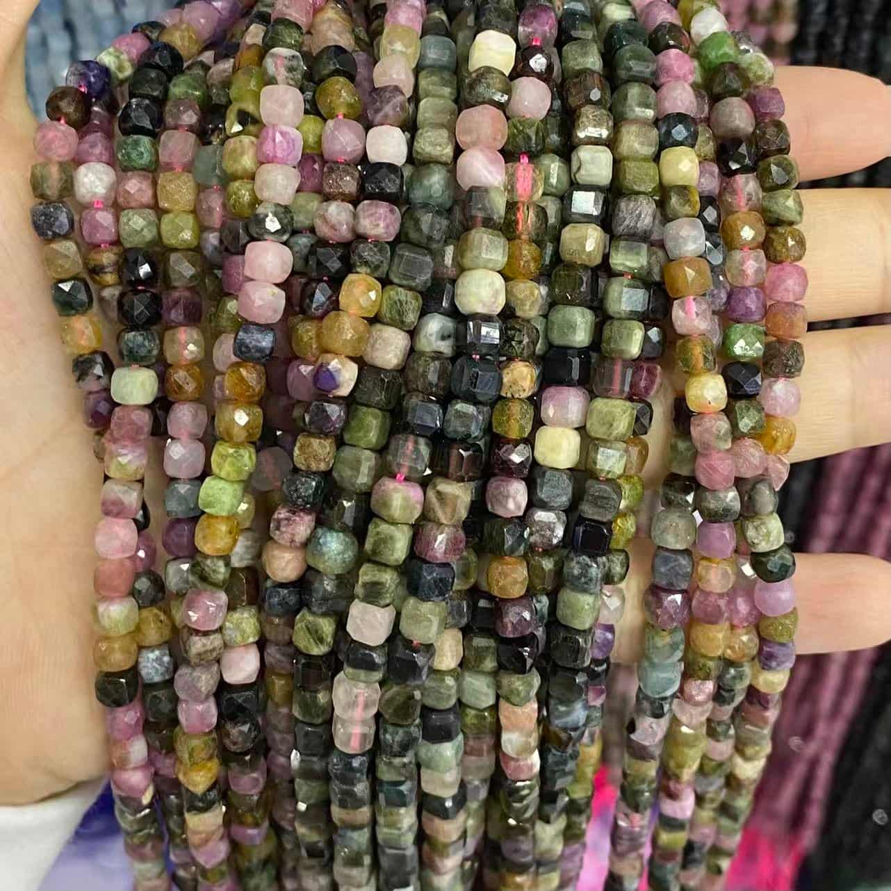 Square Faceted Beads 4-5MM Gemstone/Quartz/Jasper/Agate