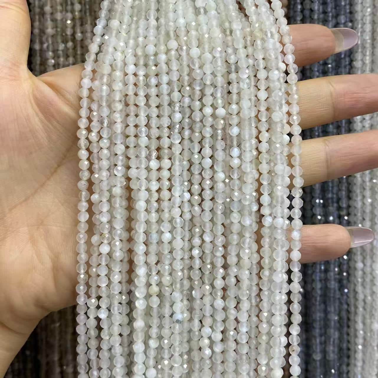 Tiny Round Faceted Beads Gemstone/Quartz/Jasper/Agate 2mm 3mm 4mm