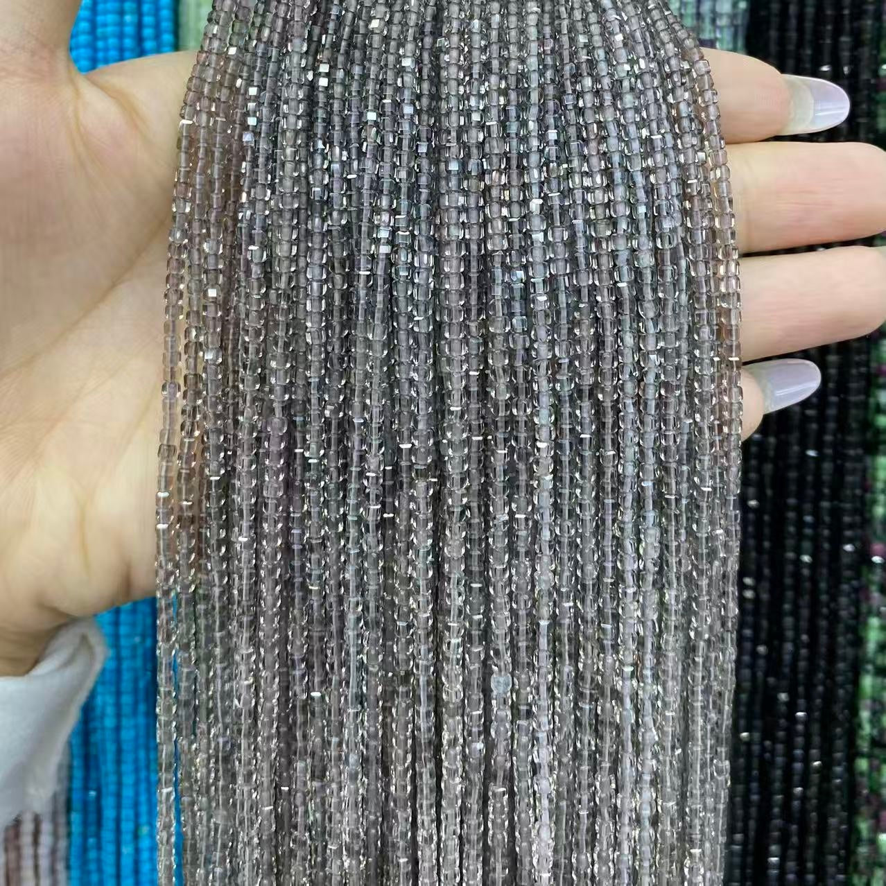 Tiny Square Faceted Beads 2-3mm Gemstone/Quartz/Jasper/Agate