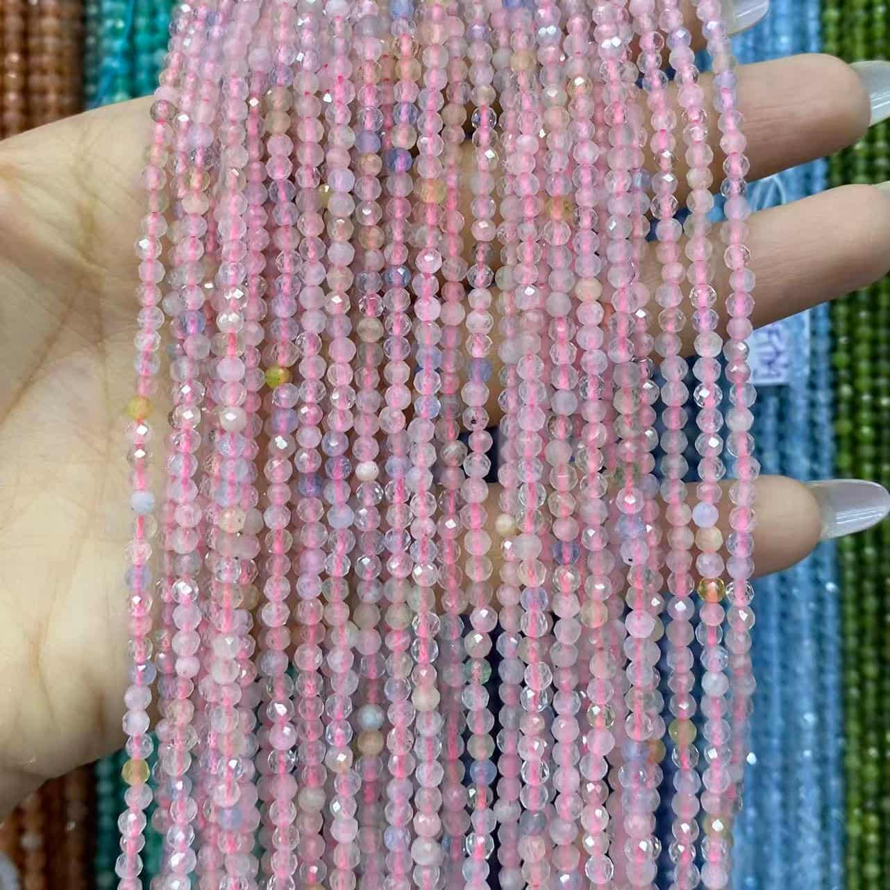 Tiny Round Faceted Beads Gemstone/Quartz/Jasper/Agate 2mm 3mm 4mm