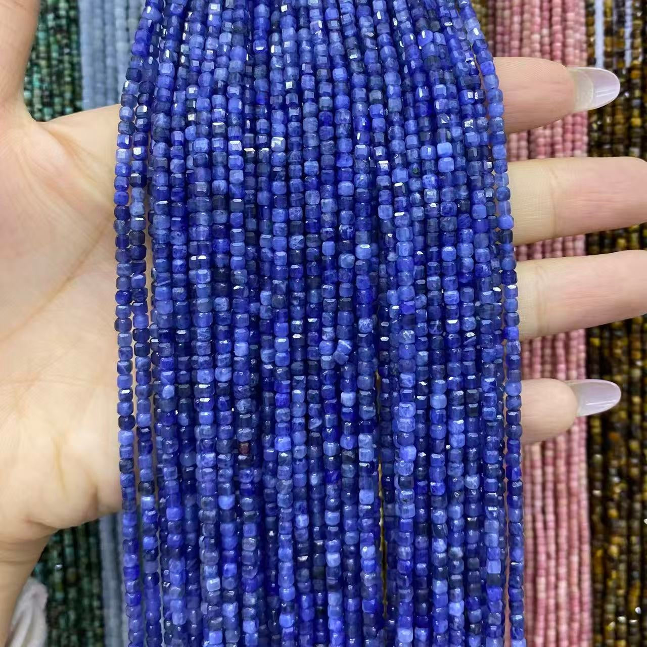 Tiny Square Faceted Beads 2-3mm Gemstone/Quartz/Jasper/Agate