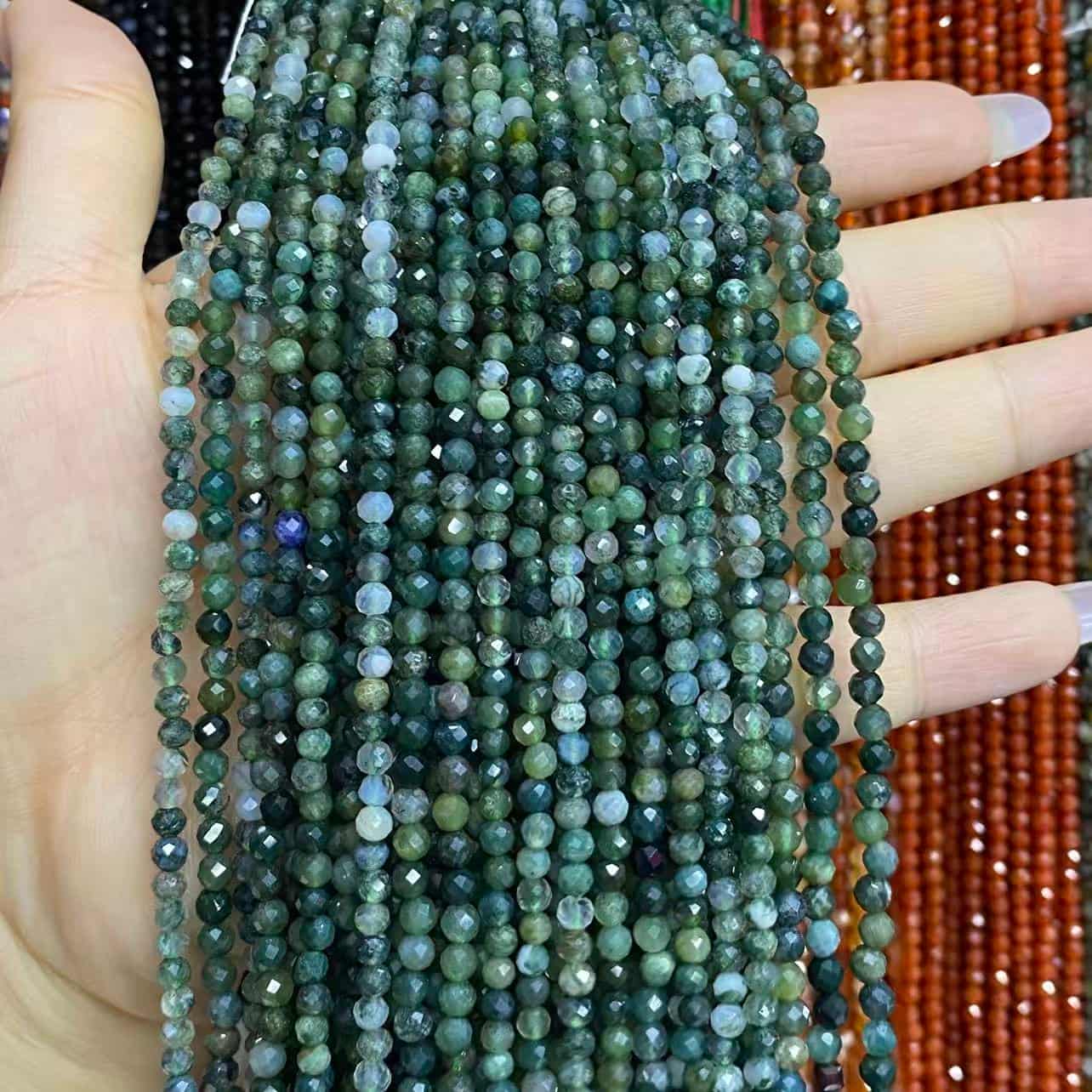 Tiny Round Faceted Beads Gemstone/Quartz/Jasper/Agate 2mm 3mm 4mm