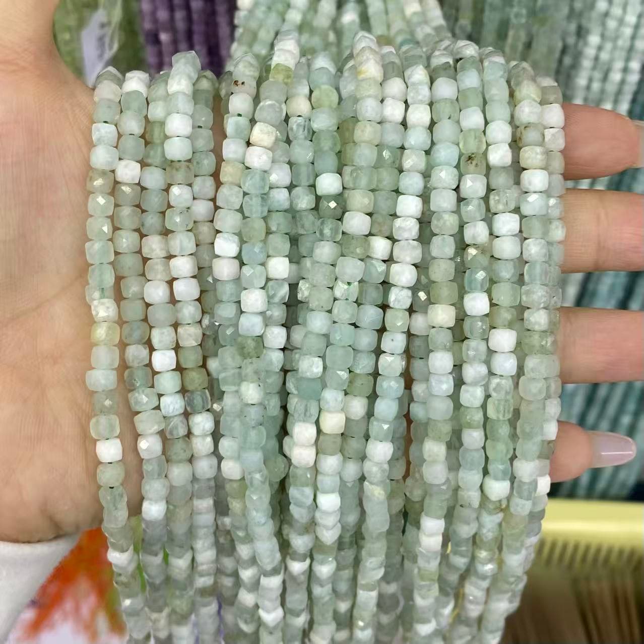 Square Faceted Beads 4-5MM Gemstone/Quartz/Jasper/Agate