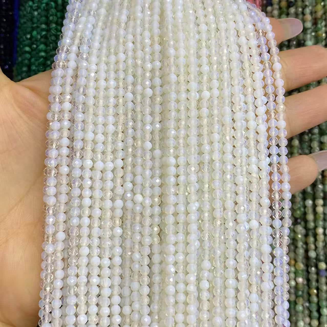 Tiny Round Faceted Beads Gemstone/Quartz/Jasper/Agate 2mm 3mm 4mm