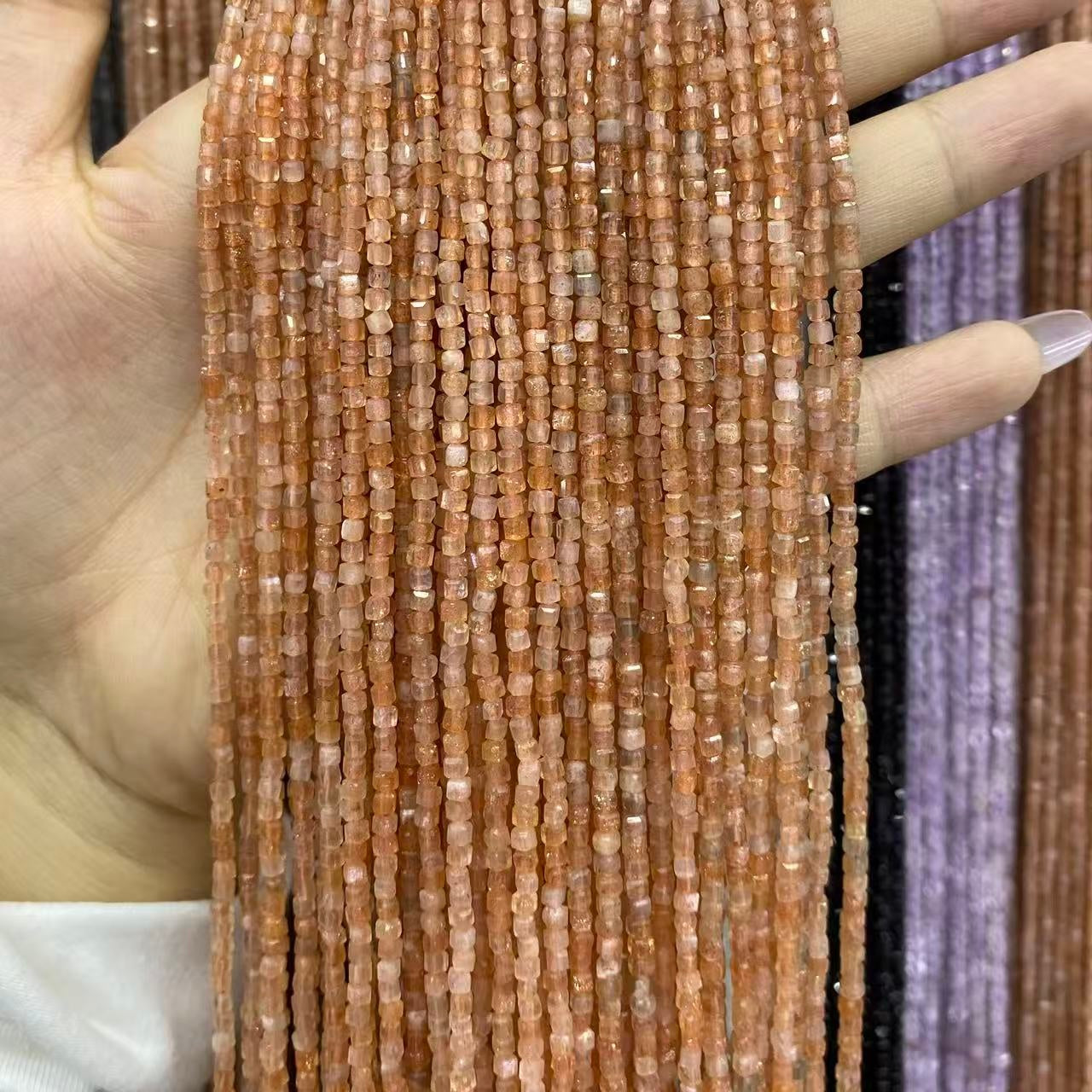 Tiny Square Faceted Beads 2-3mm Gemstone/Quartz/Jasper/Agate