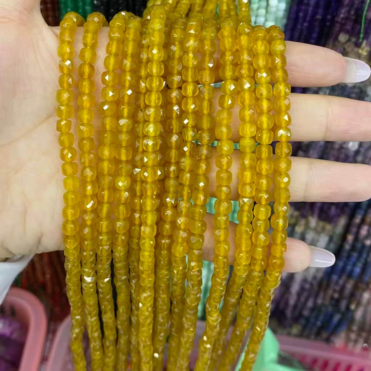 Square Faceted Beads 4-5MM Gemstone/Quartz/Jasper/Agate